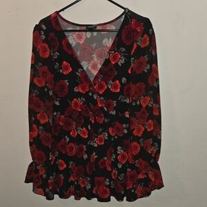Torrid Black Dress with Red Floral Pattern